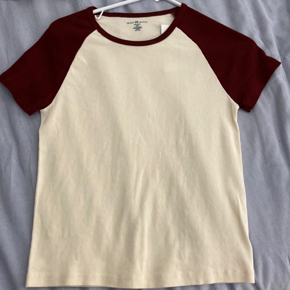 Brandy Melville cream and maroon top